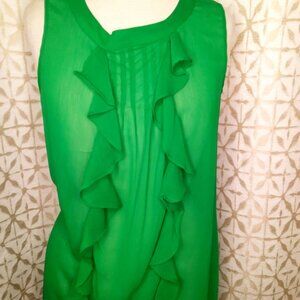 XL SPRING SHEER GREEN RUFFLE BLOUSE